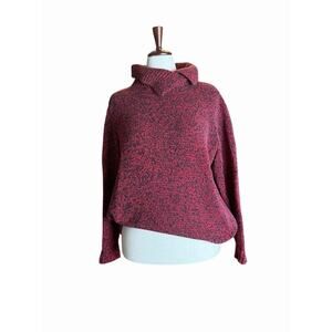 Vintage Cotton Mock Neck Red Nautical Liz Claiborne Sweater Chunky Coastal 90s